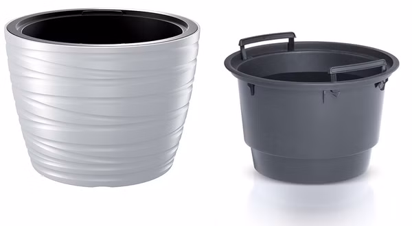 Nízky kvetináč MAZE s vložkou 37,5 cm - farba: biela