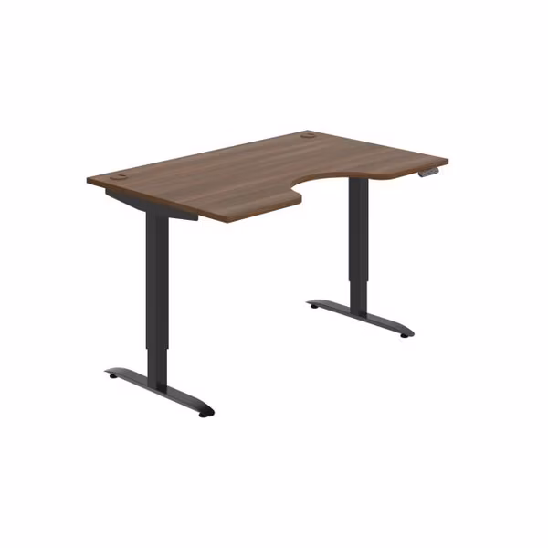 Pracovný stôl Motion Ergo, PO, 2S, 140x70,5-120,5x90 cm, orech/čierna