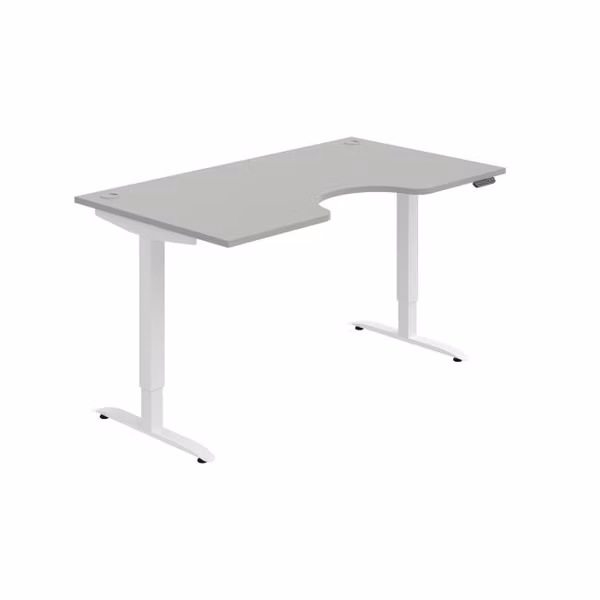 Pracovný stôl Motion Ergo, PO, 2S, 160x70,5-120,5x90 cm, sivá/biela