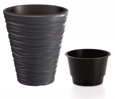 Kvetináč SAND s vložkou 34,5 cm - farba: antracitová