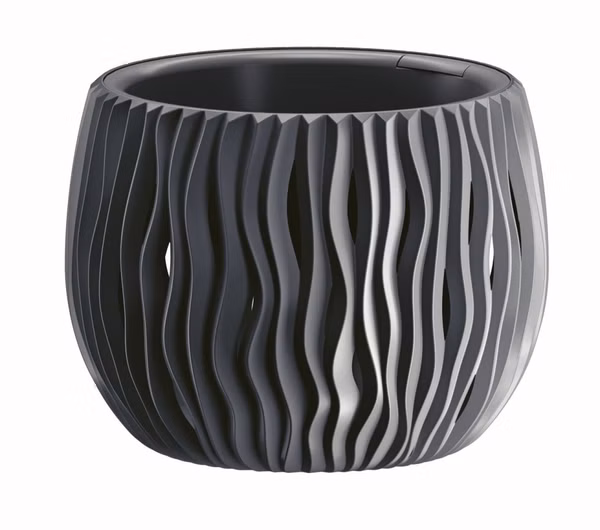 Kvetináč SANDY BOWL s vložkou 18 cm - farba: antracitová