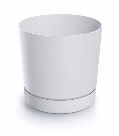 Kvetináč TUBO P s miskou 19,9 cm - farba: biela
