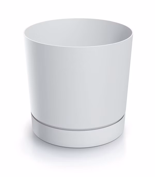 Kvetináč TUBO P s miskou 19,9 cm - farba: biela