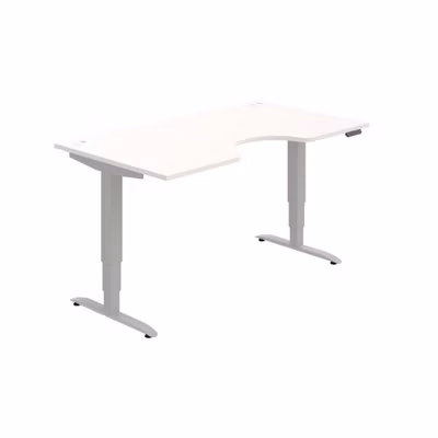 Pracovný stôl Motion Ergo, PO, 3S, 160x61-128x90 cm, biela/sivá