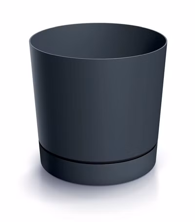Kvetináč TUBO P s miskou 19,9 cm - farba: antracitová