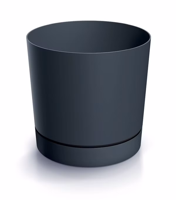 Kvetináč TUBO P s miskou 19,9 cm - farba: antracitová