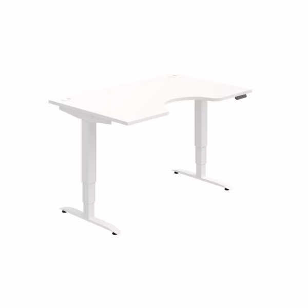 Pracovný stôl Motion Ergo, PO, 3S, 140x61-128x90 cm, biela/biela