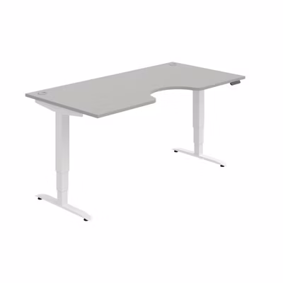 Pracovný stôl Motion Ergo, PO, 3S, 180x61-128x90 cm, sivá/biela