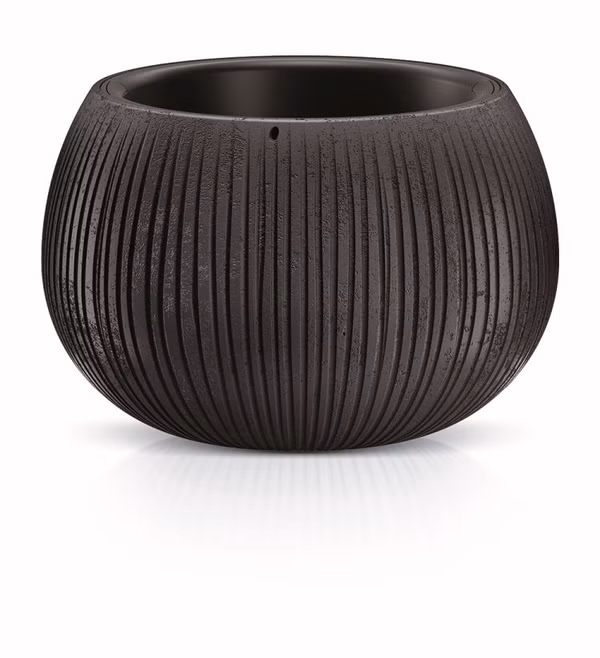 Kvetináč BETON BOWL s vložkou 23,8 cm - farba: čierna