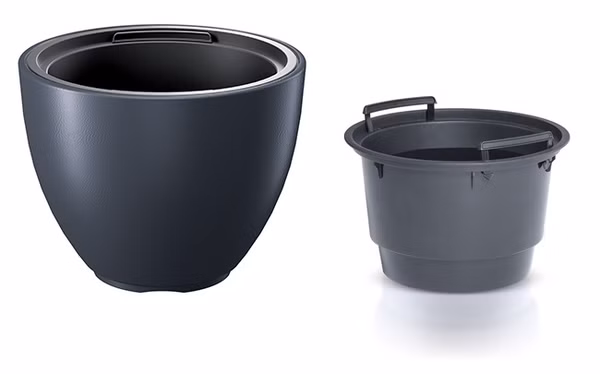 Kvetináč HEOS s vložkou 29,8 cm - farba: antracitová