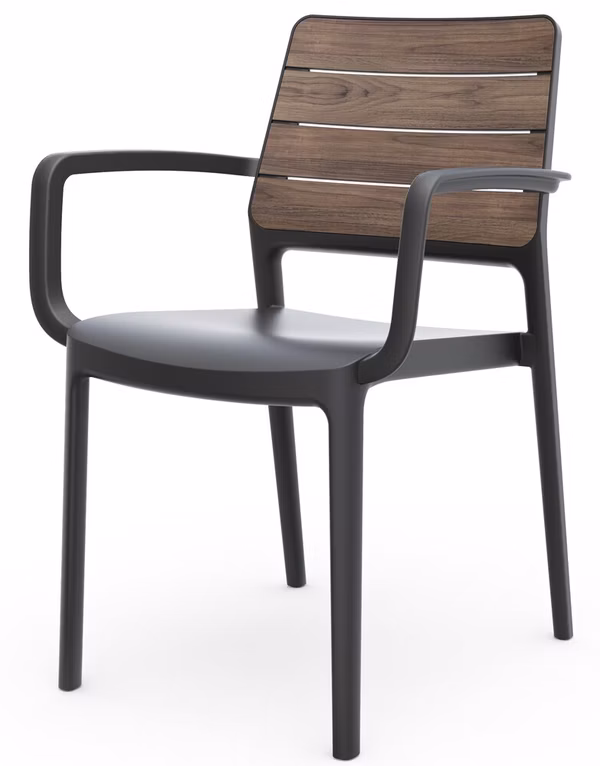 KETER DECO PORTO kreslo s opierkami rúk - walnut/grafit