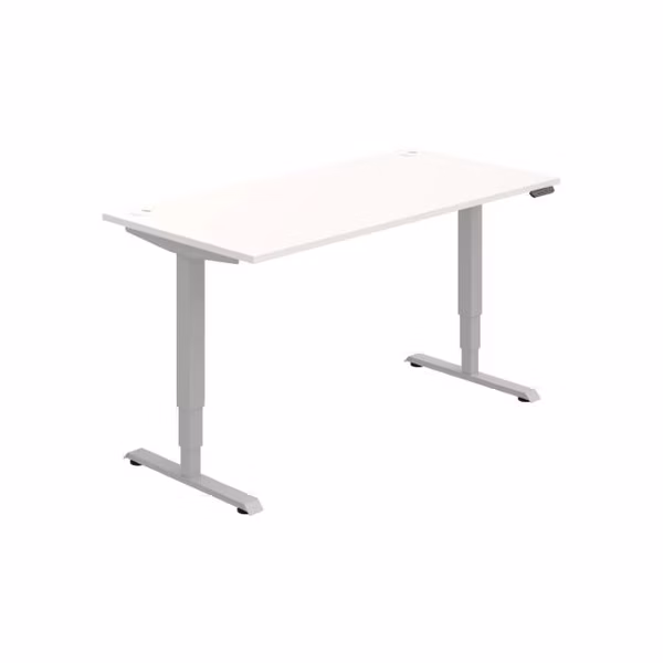 Pracovný stôl RUN, PO, 3S, 160x64,5-130,5x80 cm, biela/sivá