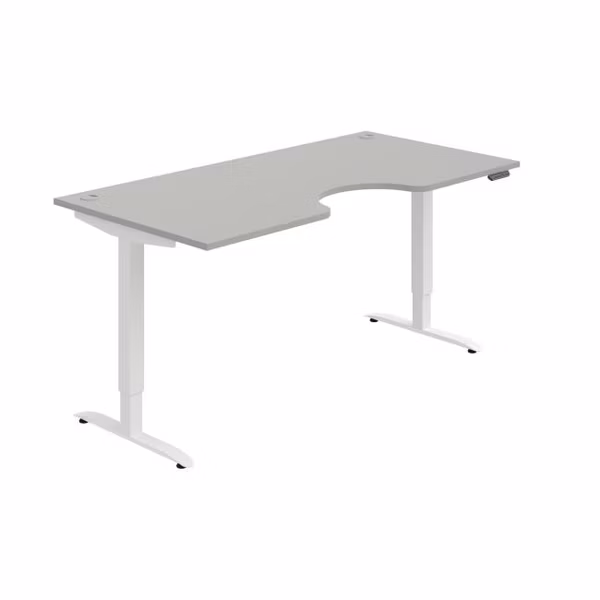 Pracovný stôl Motion Ergo, PO, 2S, 180x70,5-120,5x90 cm, sivá/biela