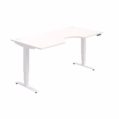 Pracovný stôl Motion Ergo, PO, 3S, 180x61-128x90 cm, biela/biela