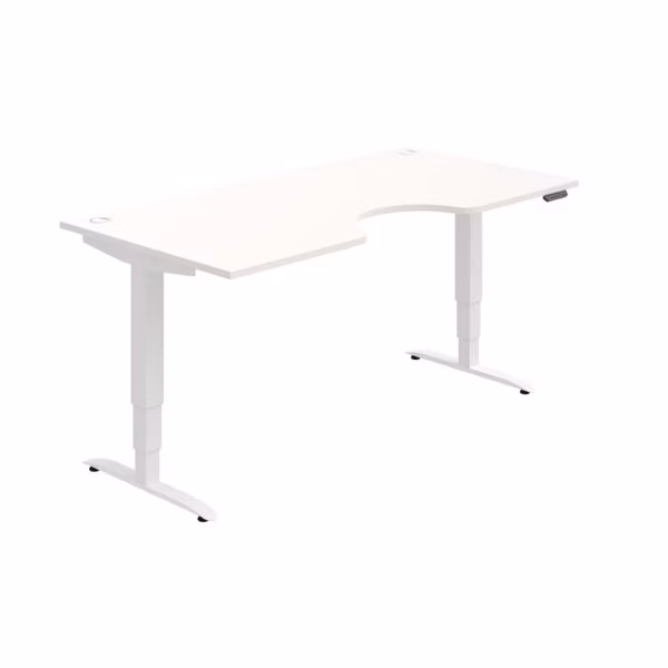 Pracovný stôl Motion Ergo, PO, 3S, 180x61-128x90 cm, biela/biela