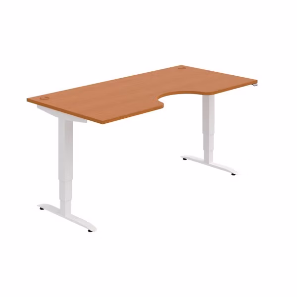 Pracovný stôl Motion Ergo, ZO, 3S, 180x61-128x90 cm, čerešňa/biela