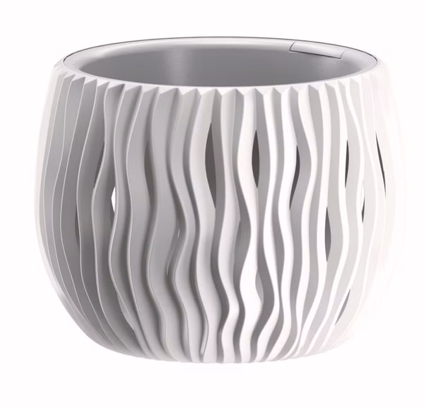 Kvetináč SANDY BOWL s vložkou 18 cm - farba: biela