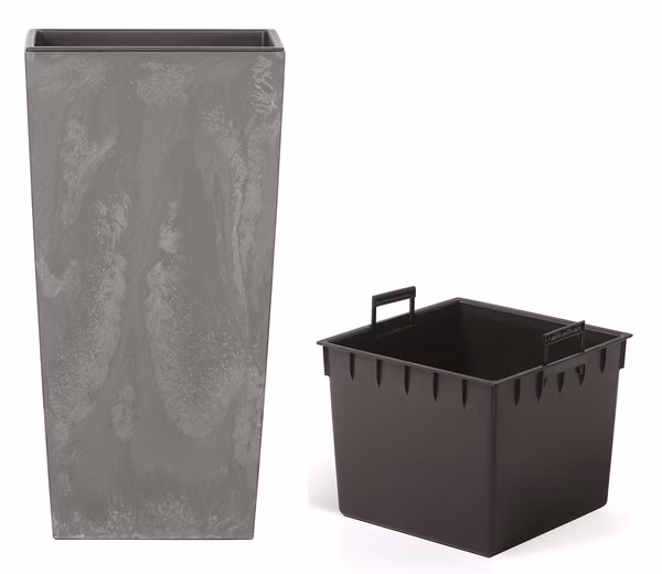 Kvetináč URBI SQUARE BETON EFFECT s vložkou 14 cm - farba: marengo