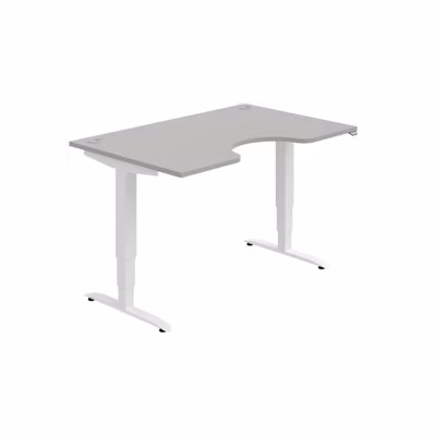Pracovný stôl Motion Ergo, ZO, 3S, 140x61-128,x90 cm, sivá/biela