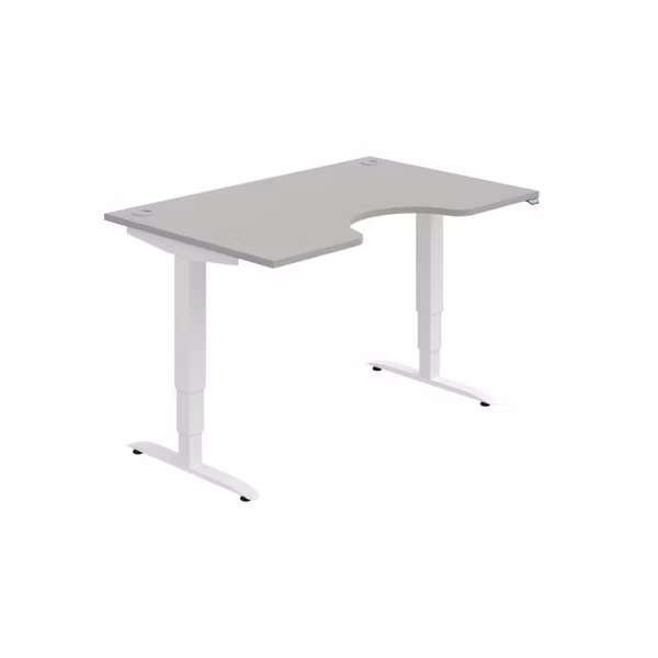 Pracovný stôl Motion Ergo, ZO, 3S, 140x61-128,x90 cm, sivá/biela