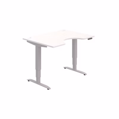 Pracovný stôl Motion Ergo, PO, 3S, 120x61-128x90 cm, biela/sivá