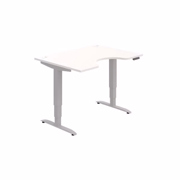 Pracovný stôl Motion Ergo, PO, 3S, 120x61-128x90 cm, biela/sivá