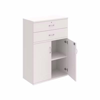 Policová skriňa Strong, zámok, 80x115,2x40 cm, biela/biela