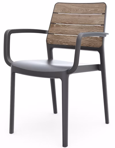 KETER DECO PORTO kreslo s podrúčkami - ashwood/grafit