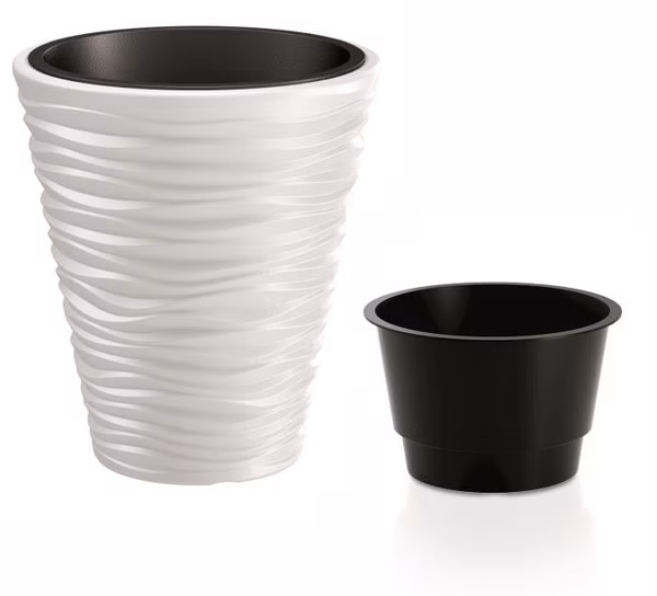 Kvetináč SAND s vložkou 29,5 cm - farba: biela