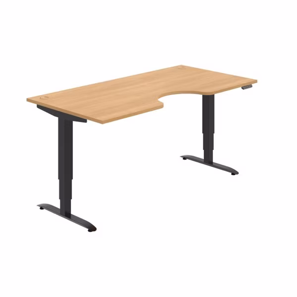 Pracovný stôl Motion Ergo, PO, 3S, 180x61-128x90 cm, dub/čierna