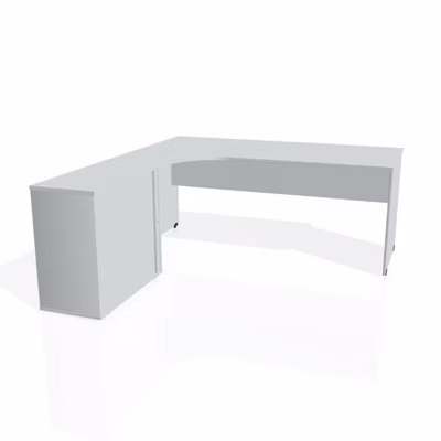 Pracovný stôl Gate, ergo, pravý, 180x75,5x200 cm, sivá/sivá