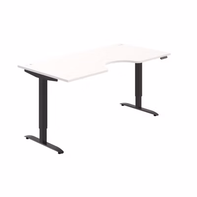 Pracovný stôl Motion Ergo, PO, 2S, 180x70,5-120,5x90 cm, biela/čierna