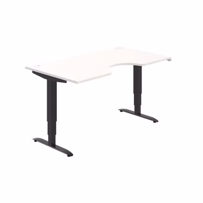 Pracovný stôl Motion Ergo, ZO, 3S, 160x61-128x90 cm, biela/čierna