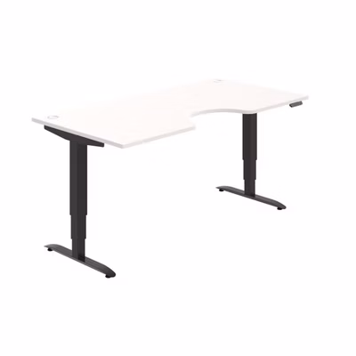 Pracovný stôl Motion Ergo, PO, 3S, 180x61-128x90 cm, biela/čierna