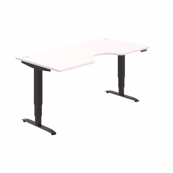 Pracovný stôl Motion Ergo, PO, 3S, 180x61-128x90 cm, biela/čierna