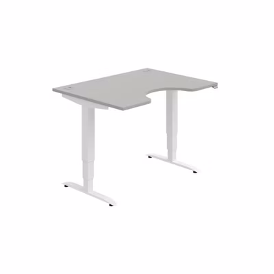 Pracovný stôl Motion Ergo, ZO, 3S, 120x61-128x90 cm, sivá/biela