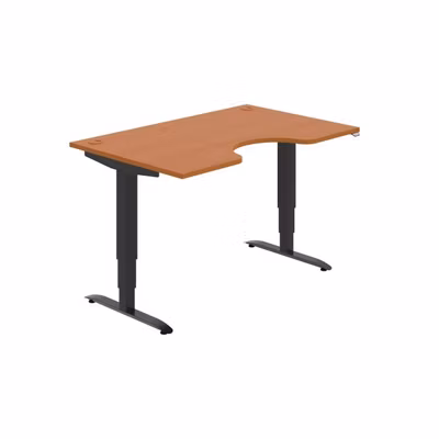 Pracovný stôl Motion Ergo, ZO, 3S, 140x61-128,x90 cm, čerešňa/čierna