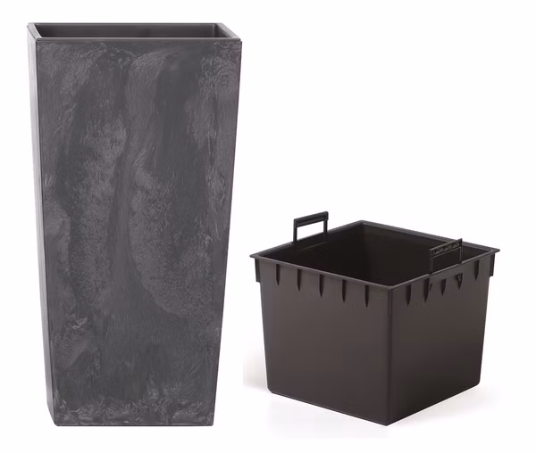 Kvetináč URBI SQUARE BETON EFFECT s vložkou 17 cm - farba: antracitová