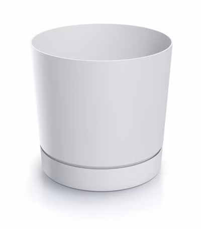 Kvetináč TUBO P s miskou 33,8 cm - farba: biela
