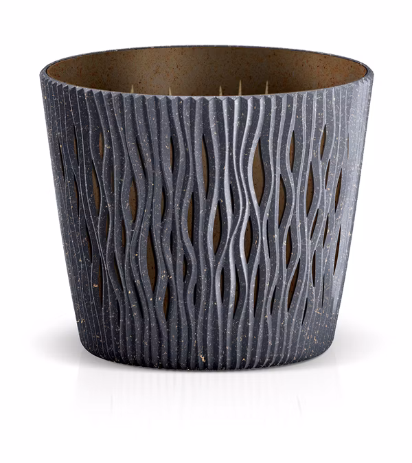 Kvetináč SANDY ROUND ECO WOOD 26,2 cm - farba: antracitová ECO
