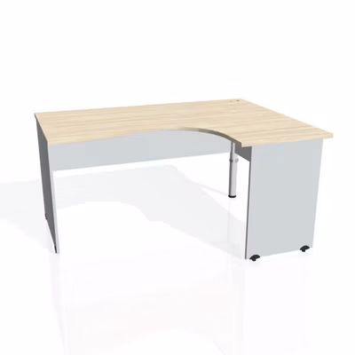 Pracovný stôl Gate, ergo, ľavý, 160x75,5x120 cm, agát/sivá