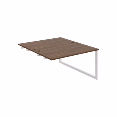 Pracovný stôl UNI O, k pozdĺ. reťazeniu, 140x75,5x160 cm, orech/biela