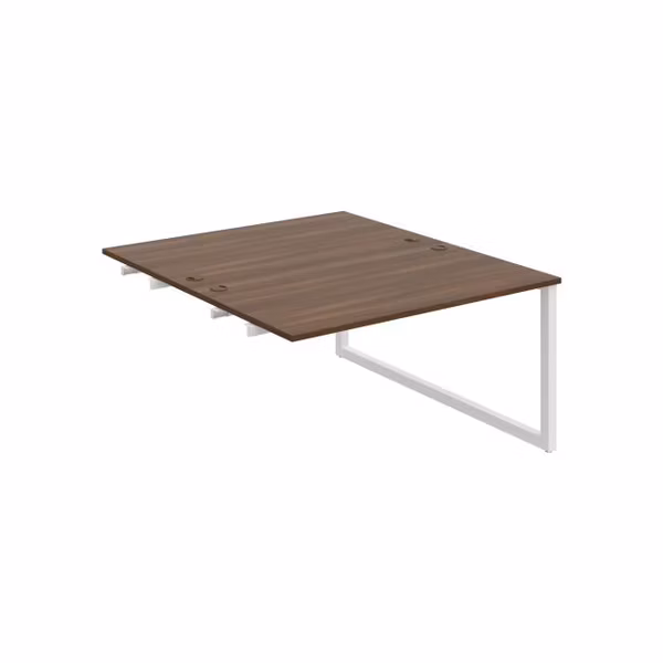 Pracovný stôl UNI O, k pozdĺ. reťazeniu, 140x75,5x160 cm, orech/biela