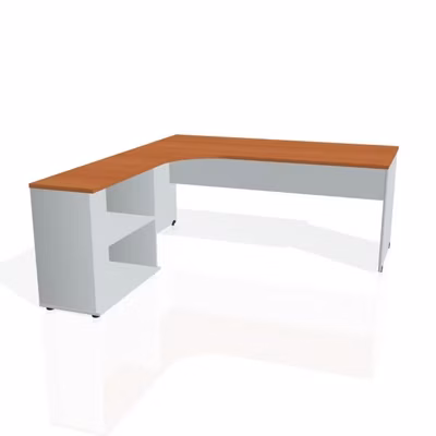 Pracovný stôl Gate, ergo, pravý, 180x75,5x200 cm, čerešňa/sivá