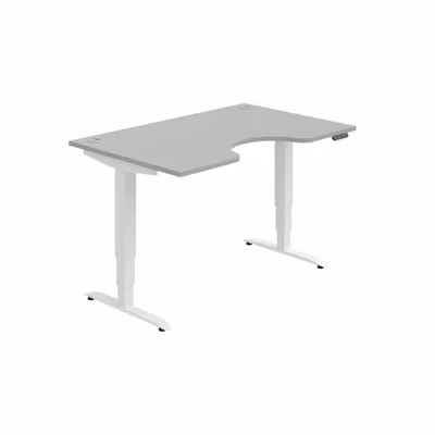 Pracovný stôl Motion Ergo, PO, 3S, 140x61-128x90 cm, sivá/biela