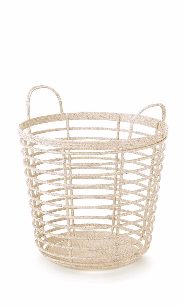 Kôš s držadlami ZANZI BASKET ECO WOOD 43 cm - farba: krémová ECO