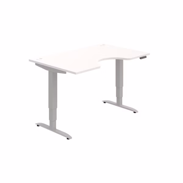 Pracovný stôl Motion Ergo, PO, 3S, 140x61-128x90 cm, biela/sivá