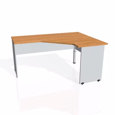 Pracovný stôl Gate, ergo, ľavý, 160x75,5x120 cm, jelša/sivá