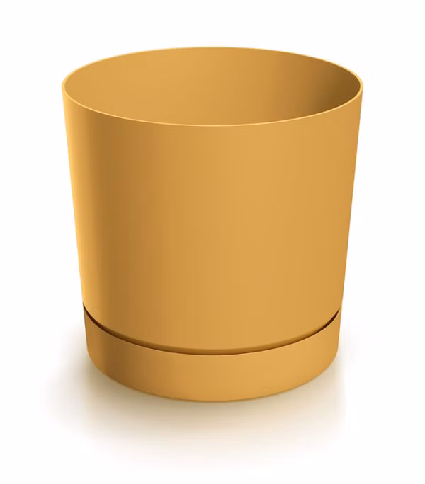 Kvetináč TUBO P s miskou 19,9 cm - farba: horčicová