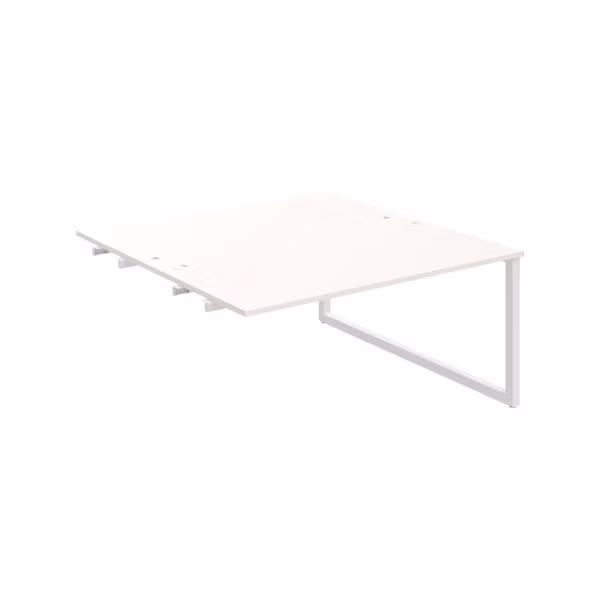 Pracovný stôl UNI O, k pozdĺ. reťazeniu, 160x75,5x160 cm, biela/biela